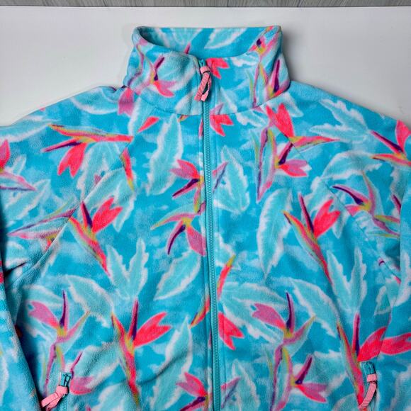 Chubbies Bird Of Paradise Print Fleece Full Zip Jacket Size XL Extra Unisex Blue - Picture 2 of 13